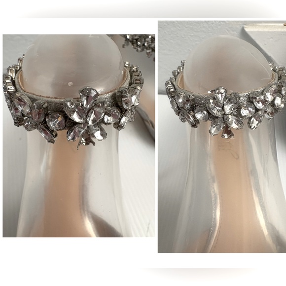 Jewel Badgley Mischka Silver Raleigh Rhinestone Ankle Strap Pumps Size 7.5 - Picture 10 of 12